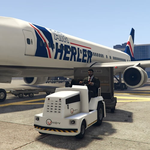 Pilot vor einem Passagierflugzeug am Flughafen von Los Santos