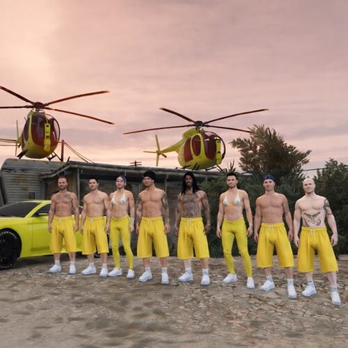Gangmitglieder bei einem Gangwar um Territorium in Los Santos